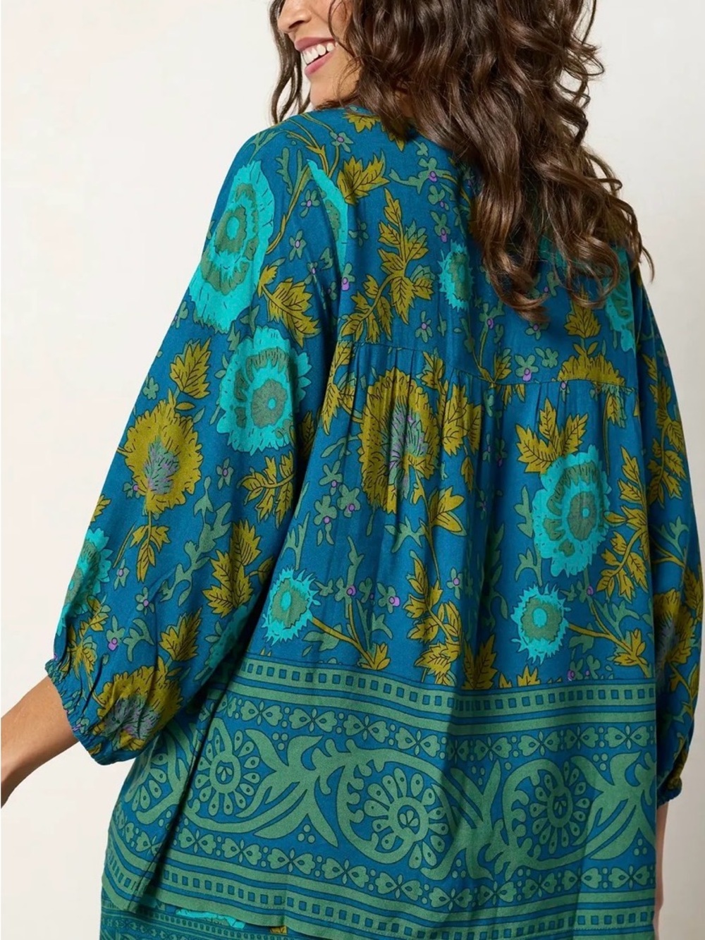 Natural Life Women’s Teal Boho Blouse Sz S-L - Picture 3 of 4